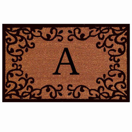 Monogram Door Mat, Natural, Black, 24 in W x 36 in L